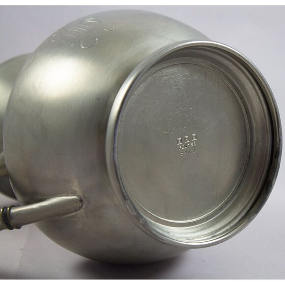 BRS Bernard Rice Sons Pewter Coffee Pot B212 10" Tall c. 1910 Monogram - Picture 5 of 8